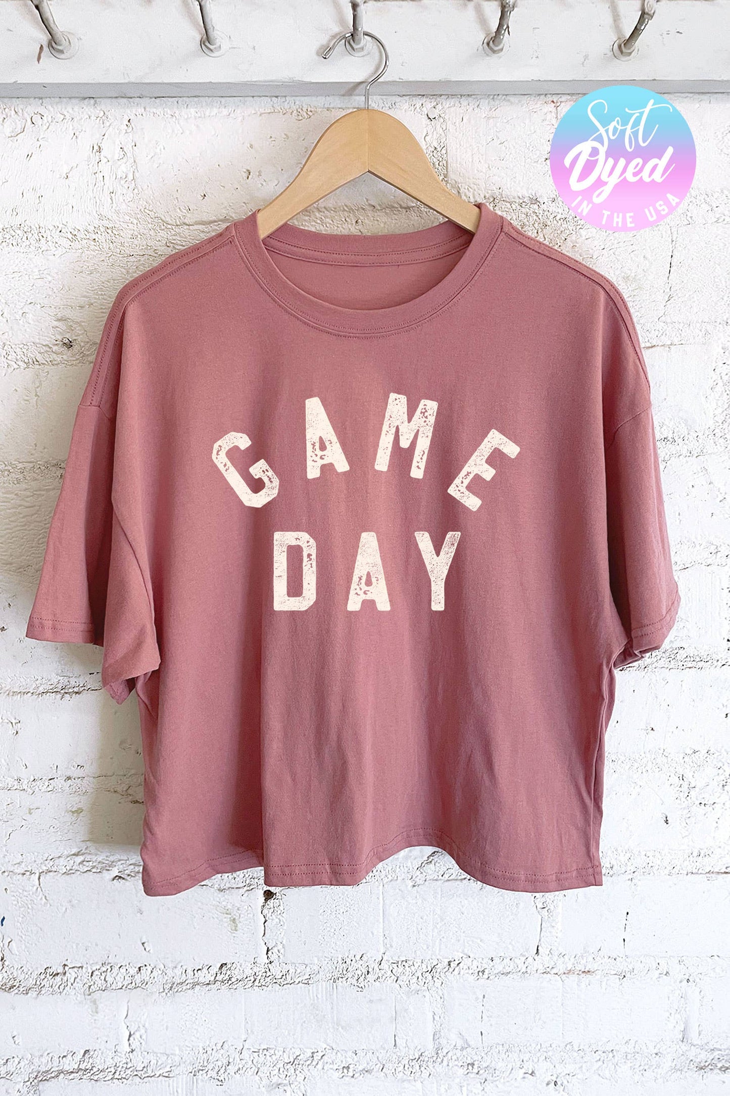 GAME DAY GRAPHIC LONG CROP TOP: White