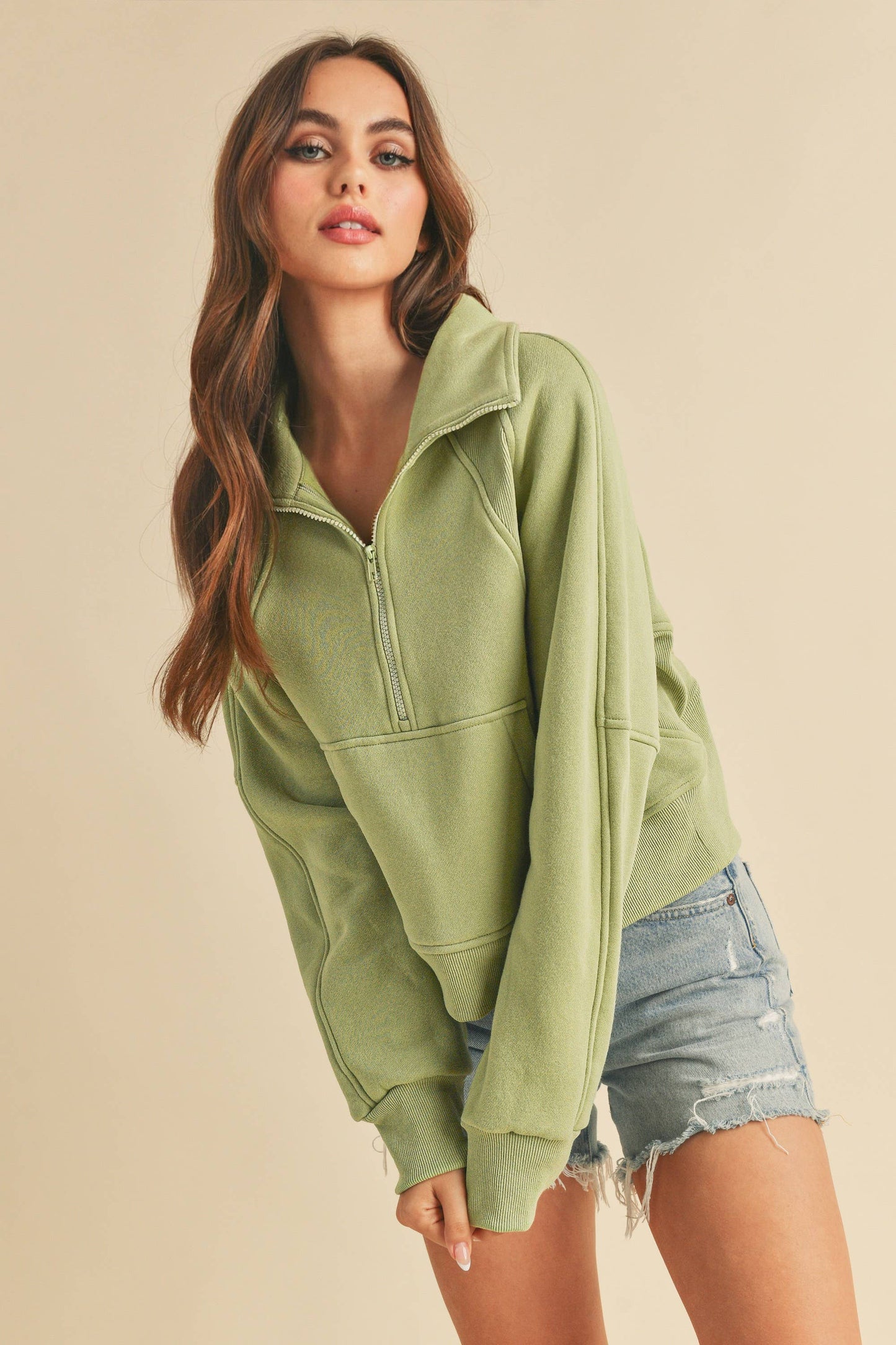 950CK Dove Funnel Neck Half Zip: S / Pullover / Lavender