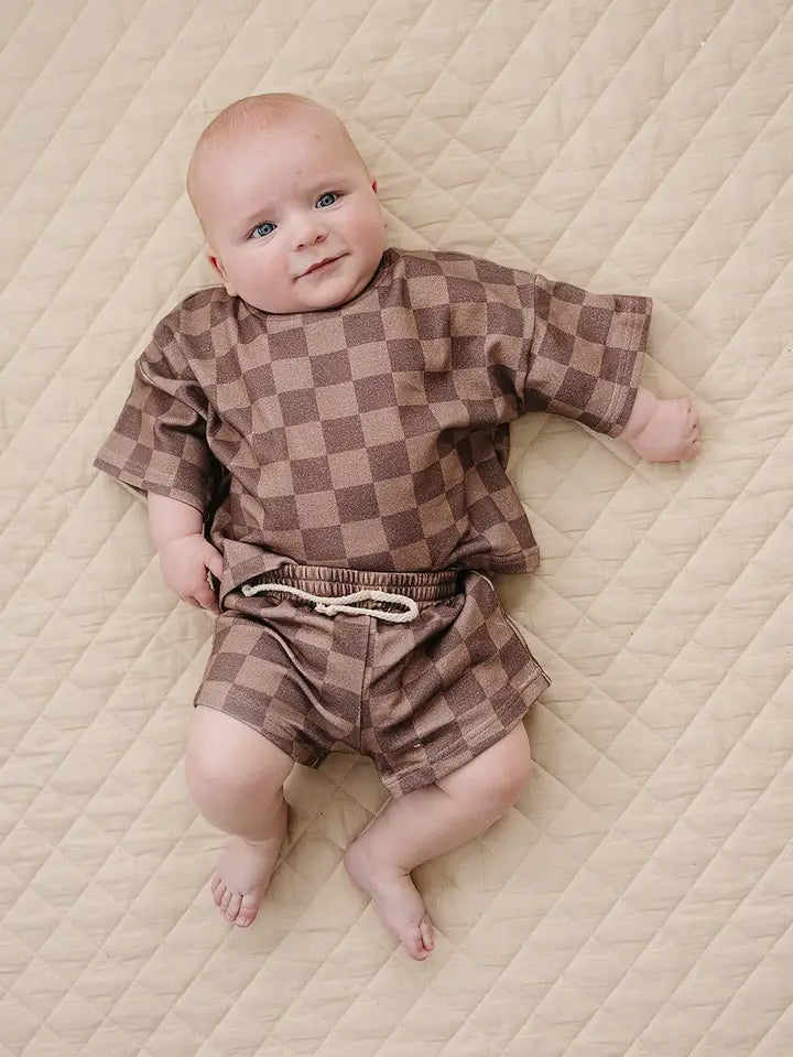 Shorts Set- Espresso Checkered