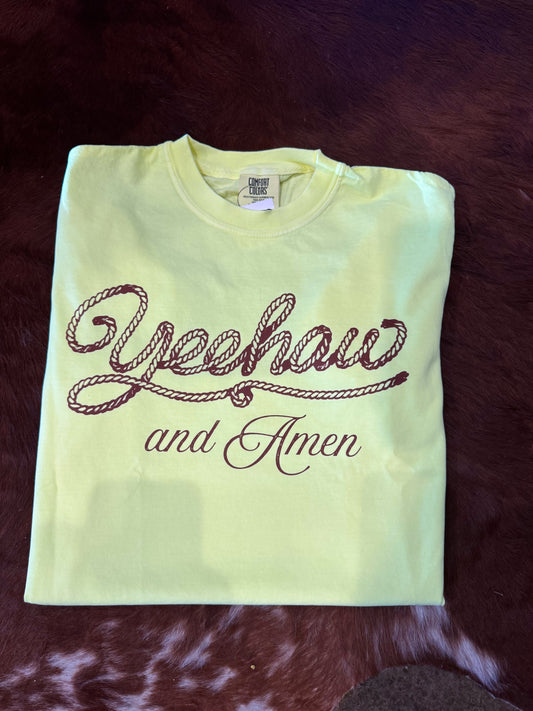Yeehaw & Amen Tee Yellow