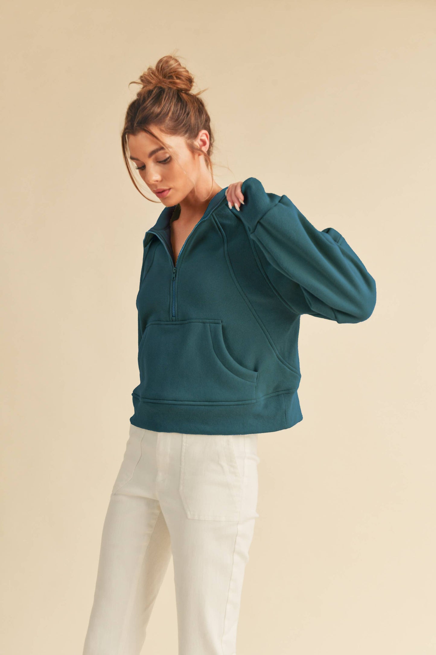 950CK Dove Funnel Neck Half Zip: S / Pullover / Lavender