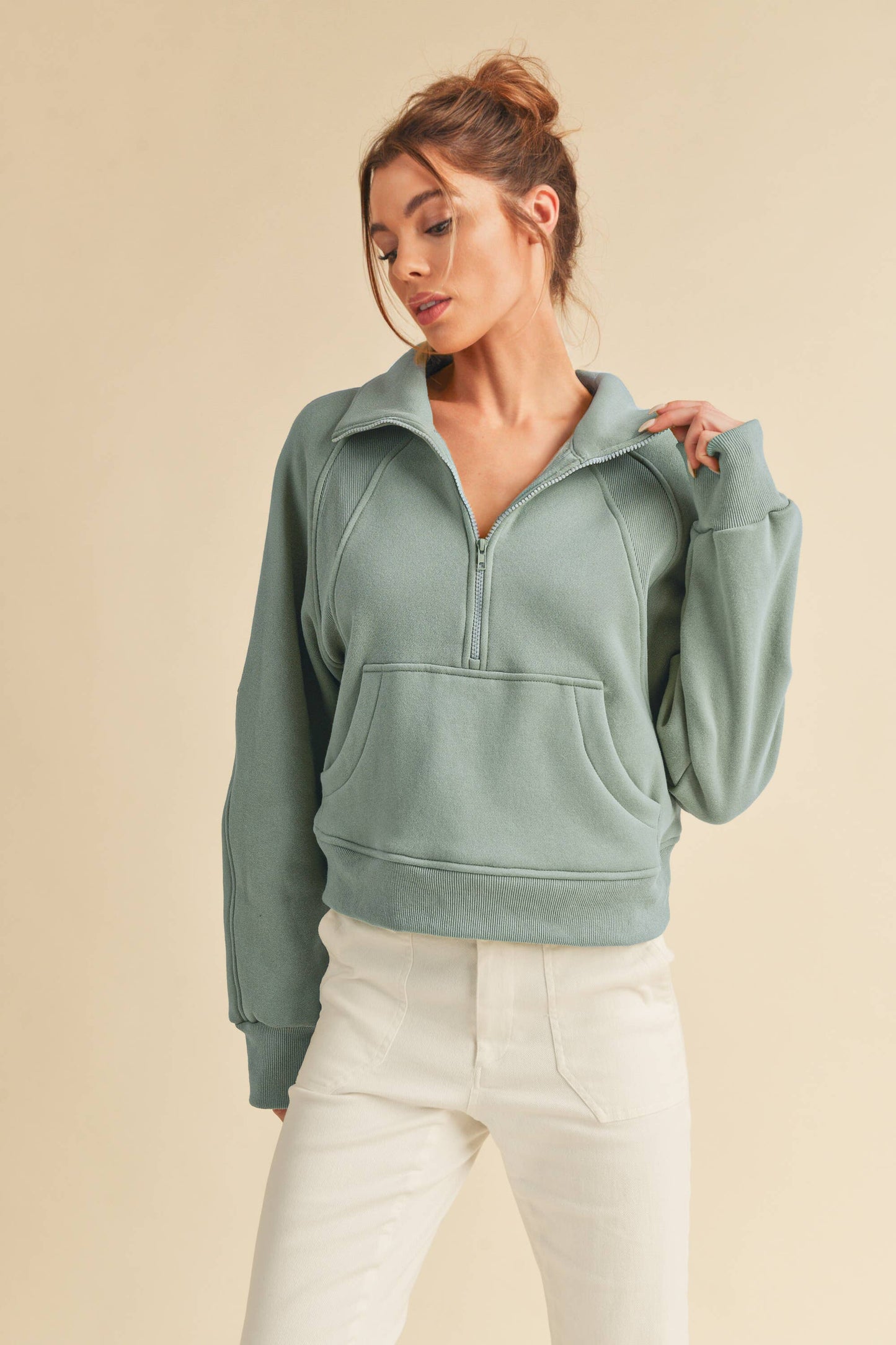 950CK Dove Funnel Neck Half Zip: S / Pullover / Lavender