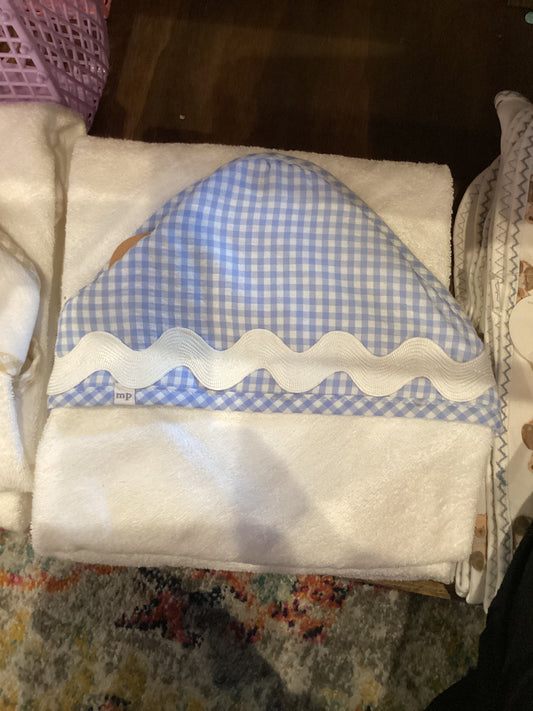 Blue Ric-Rac Hooded Towel
