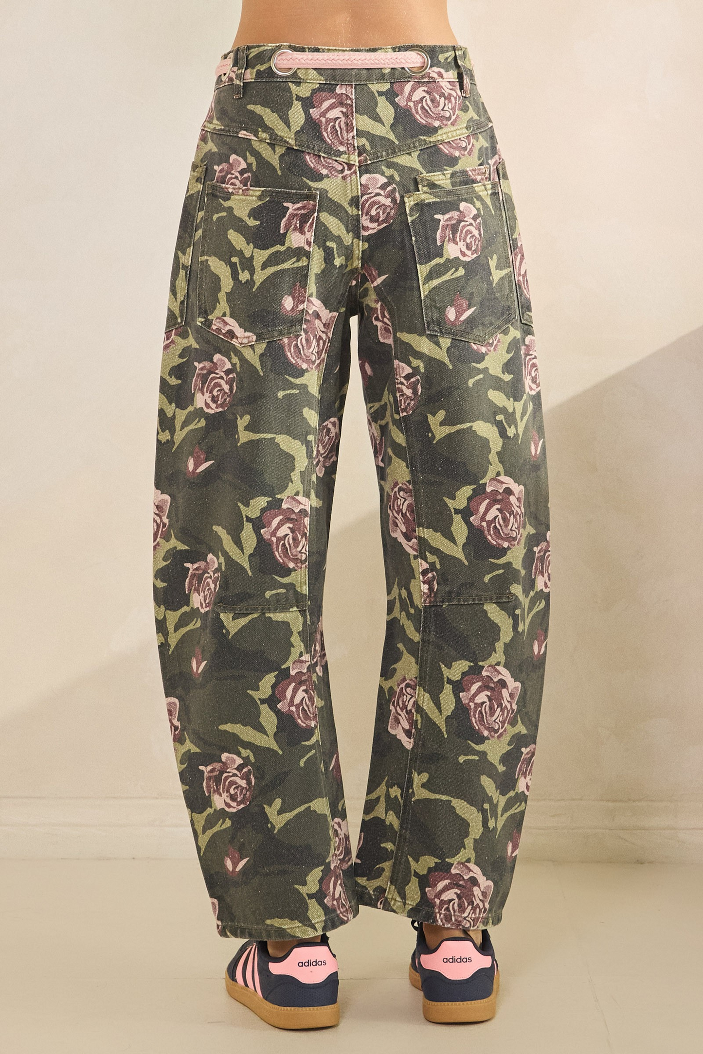 Floral Camo Barrel Jeans