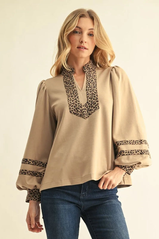Leopard Contract Long Sleeve Blouse
