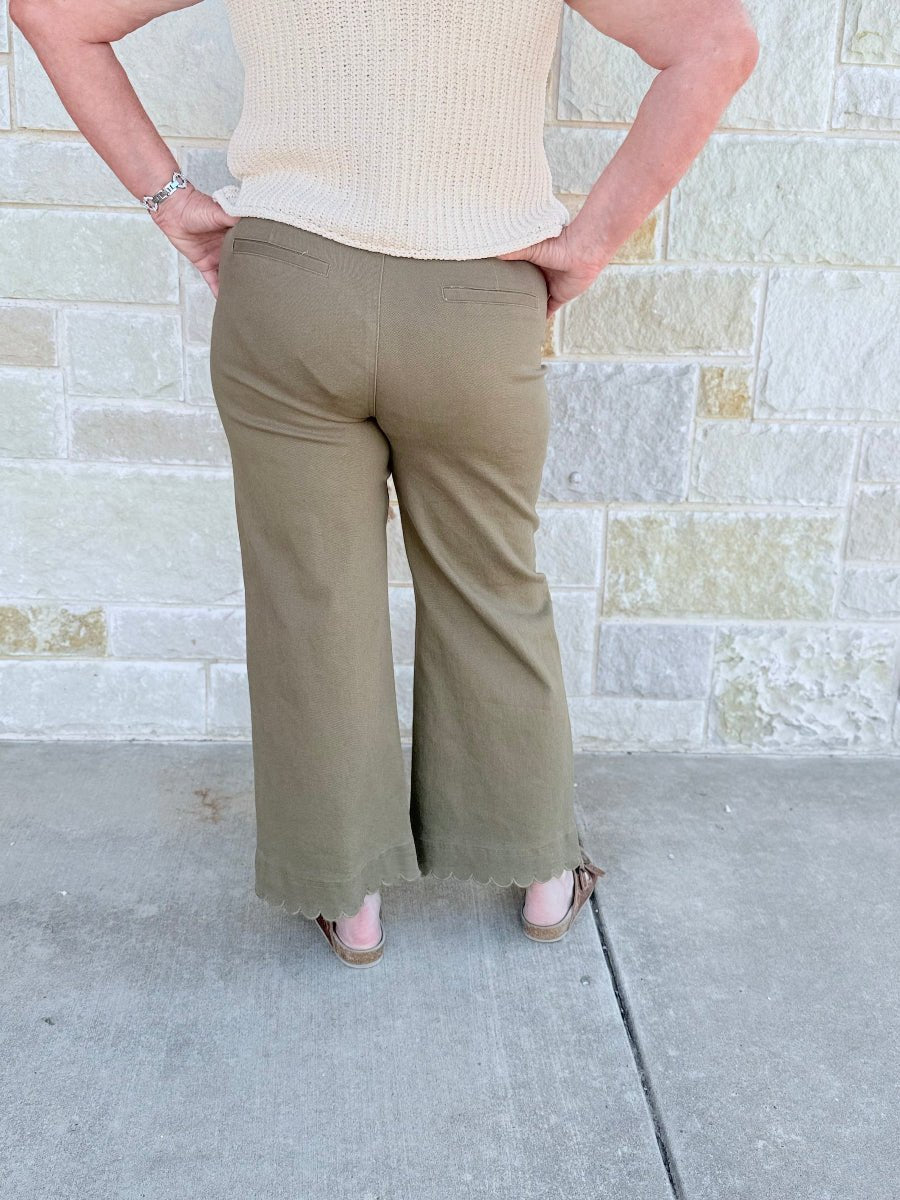 Aria Scallop - Trim High Waist Wide Leg Trouser