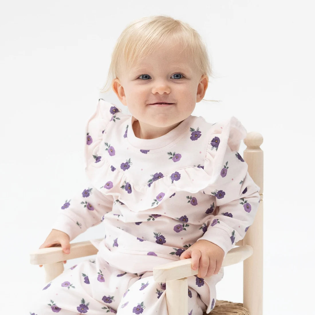 Violetta Floral  V-Ruffle Sweatshirt