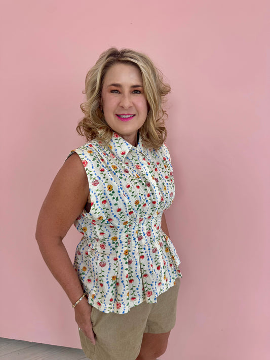 Ivory Floral Top