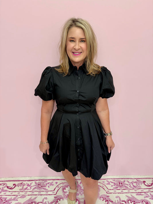 Bubble Hem Mini Shirt Dress