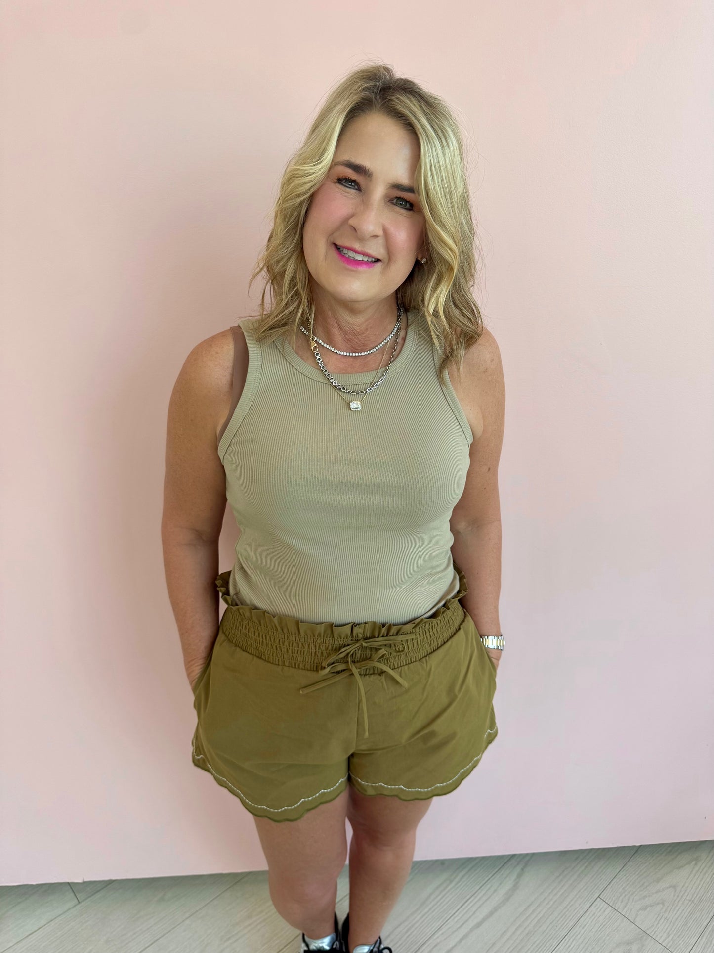 Smocked Scalloped Shorts