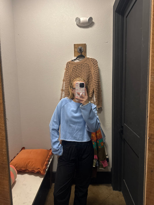 Seville Cropped Sweater - Surf Blue
