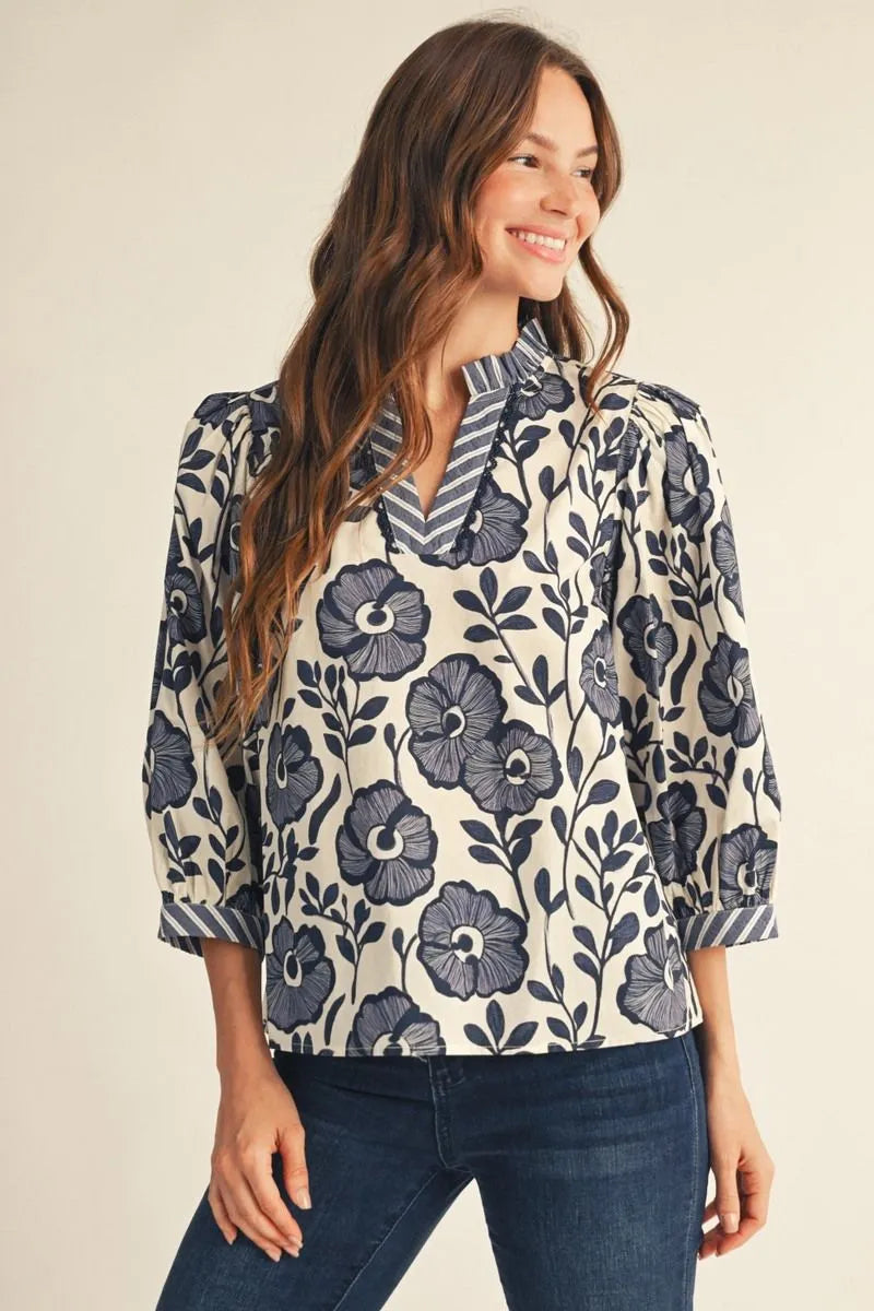 V Neck Floral Top