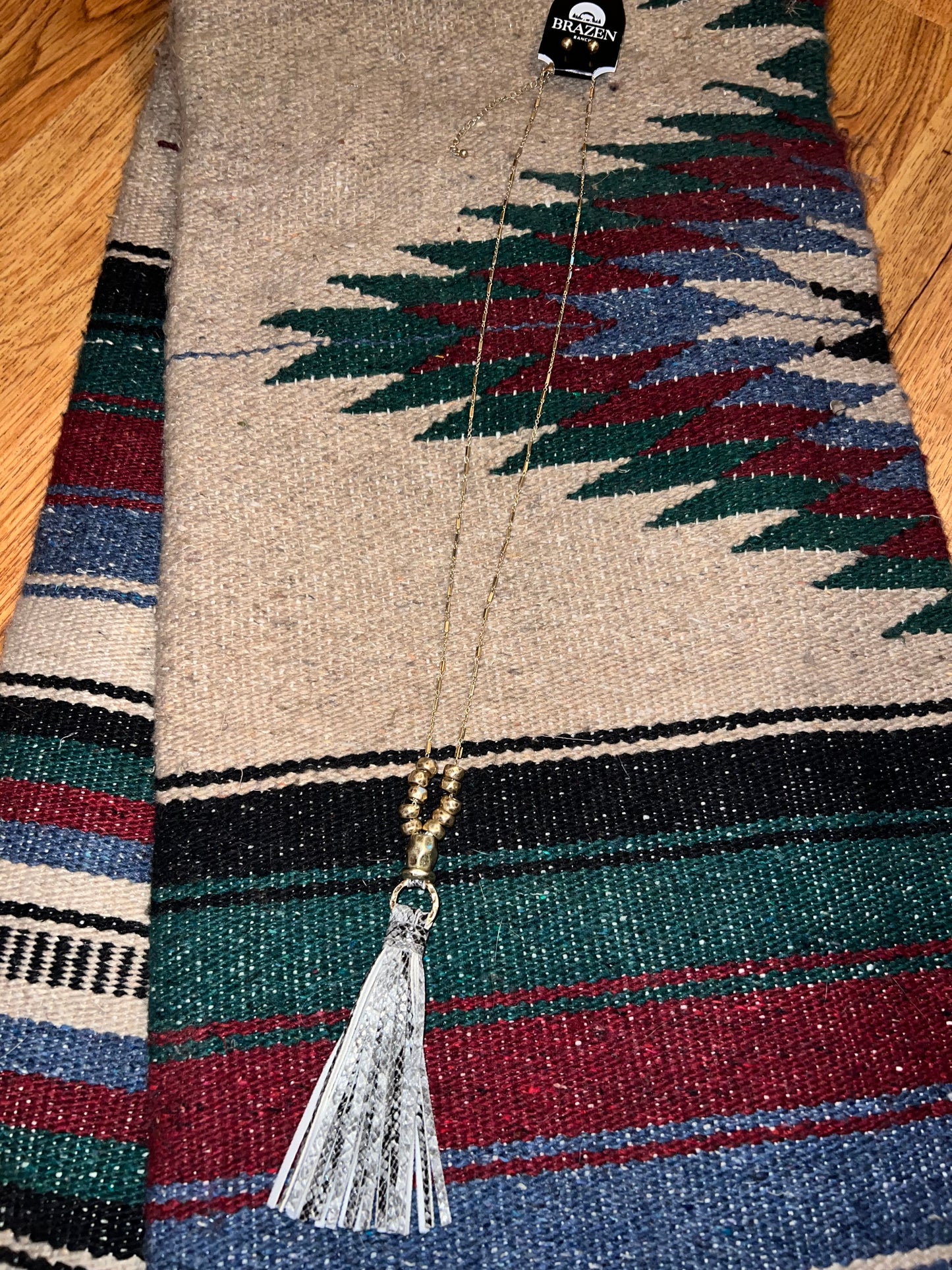 Grey Snake Tassel Necklace Set