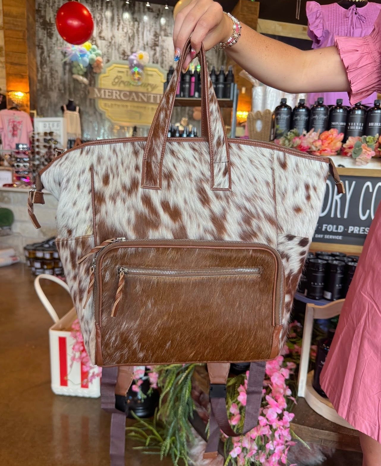 Cowhide backpack