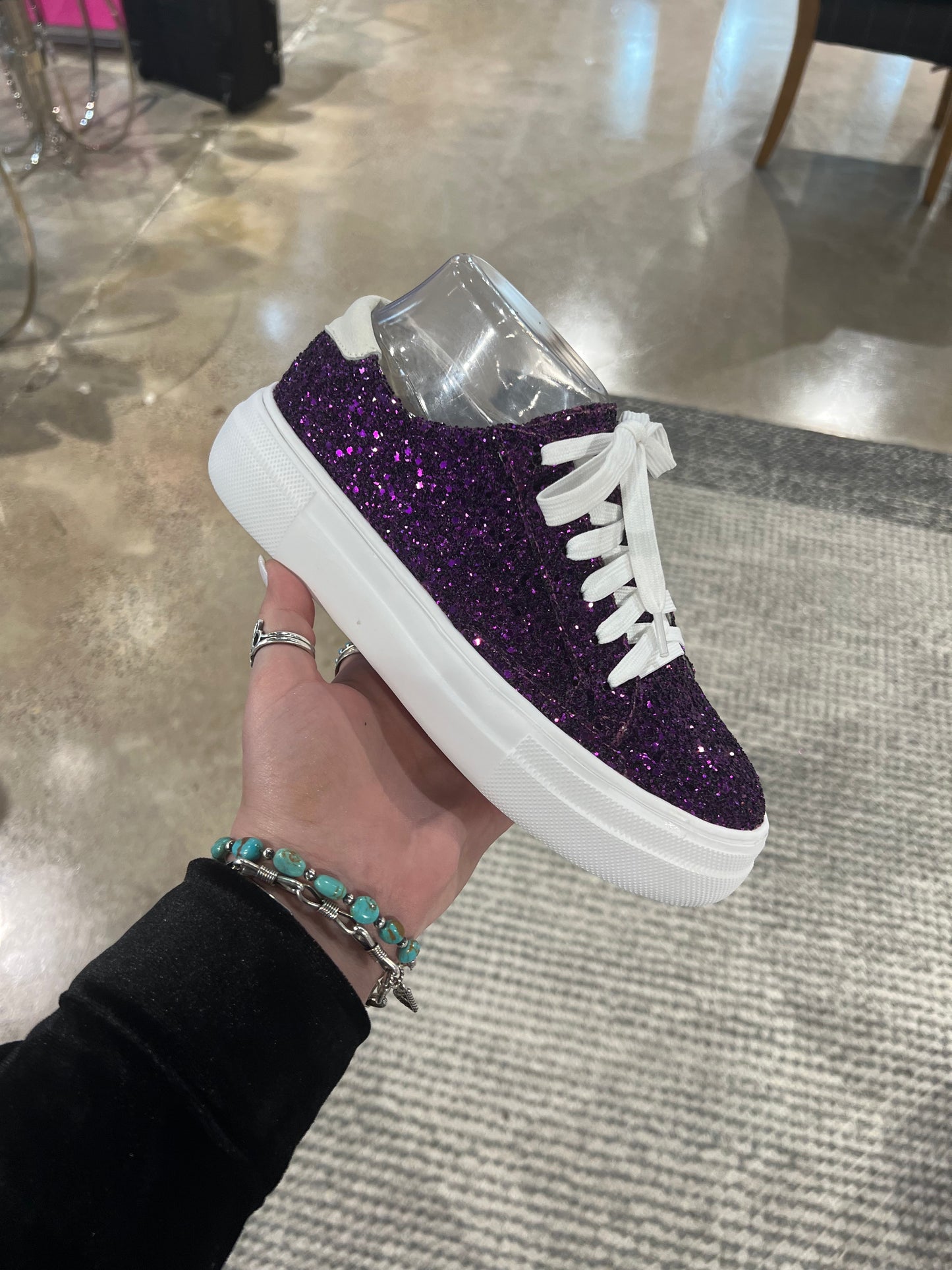 Purple Glitter platform Sneaker