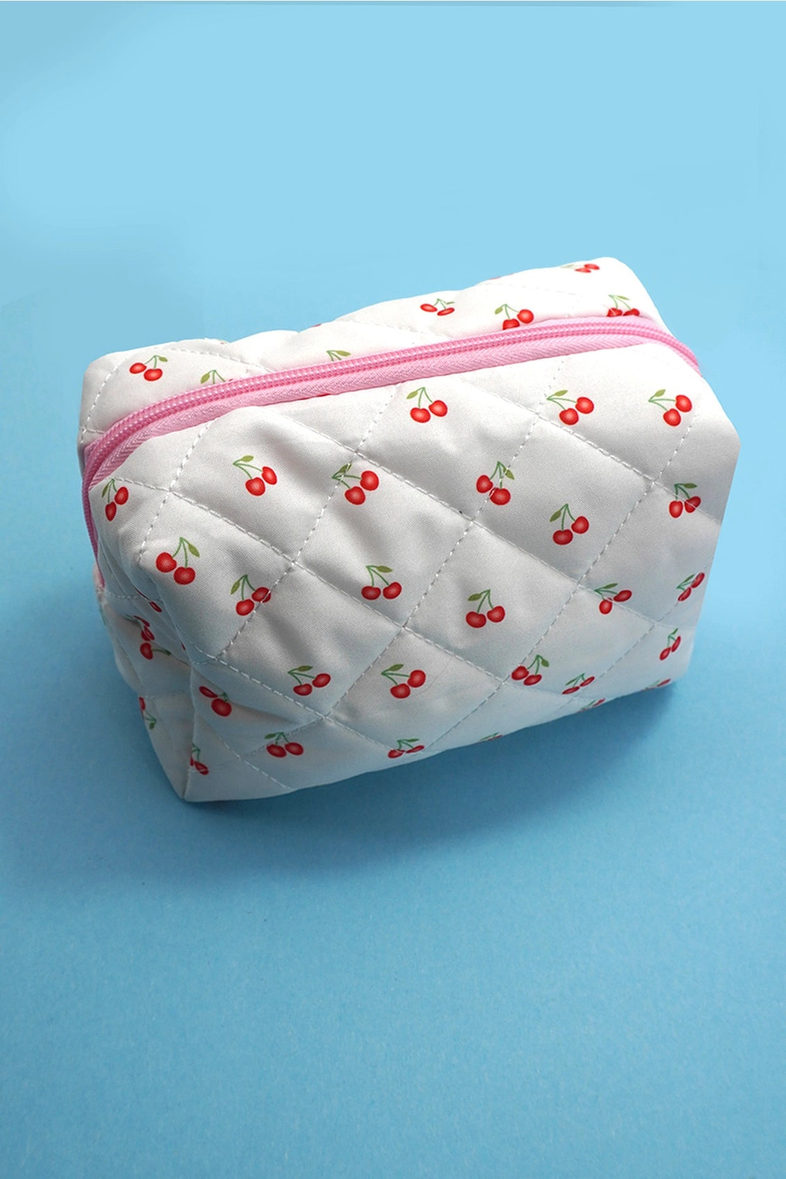 Pretty Please Cherry Quilted Cosmetic Pouch
