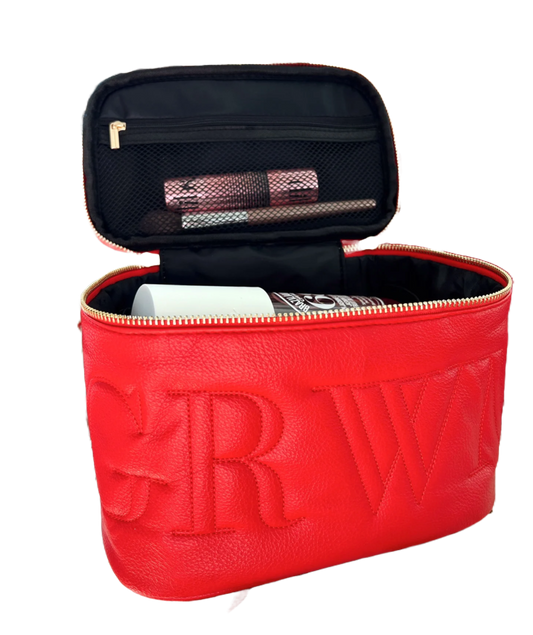 Leather Makeup Bag - Red GRWM
