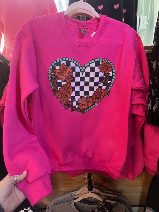 Checkered Tooled Heart