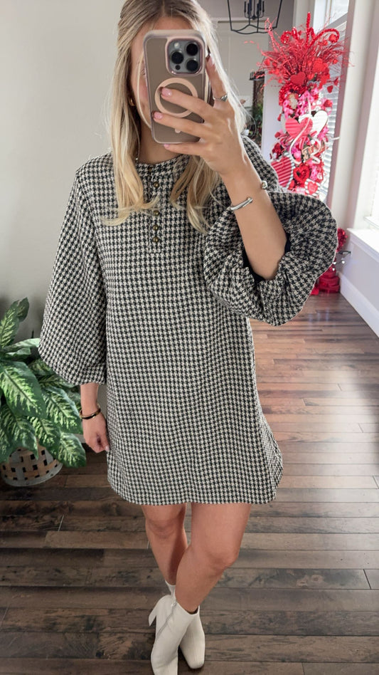 Janet Houndstooth Dress