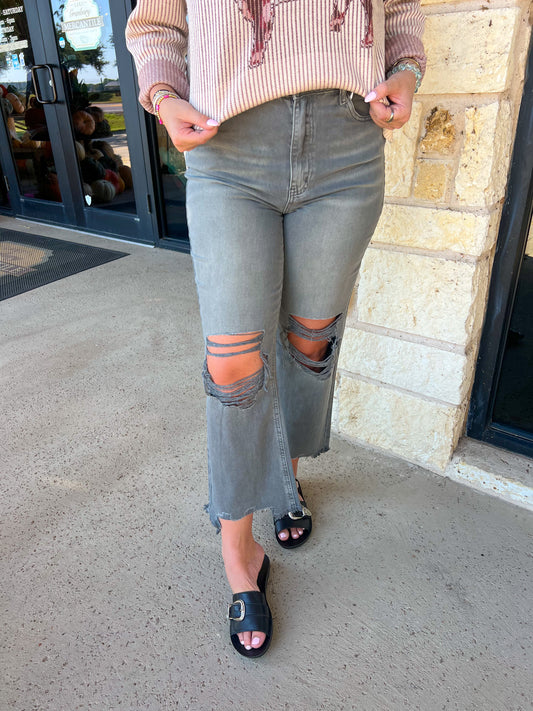 Ash Black Cropped Denim