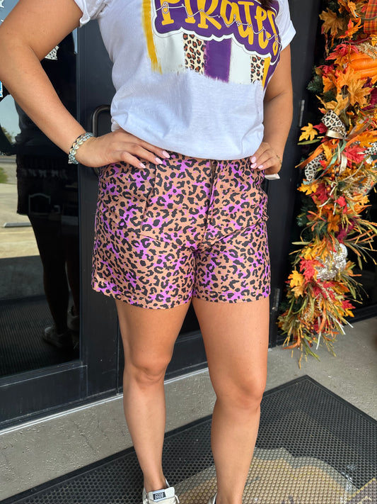 Purple leopard Shorts