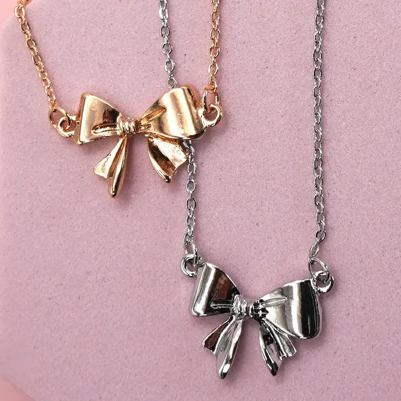 Create Memories Gold Or Silver Bow Necklace