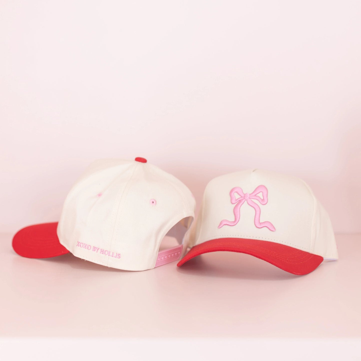 Pink & Red Canvas Bow Hat