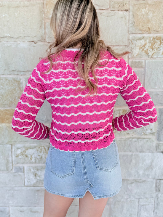 Jodey Boho Striped Crochet Cardigan