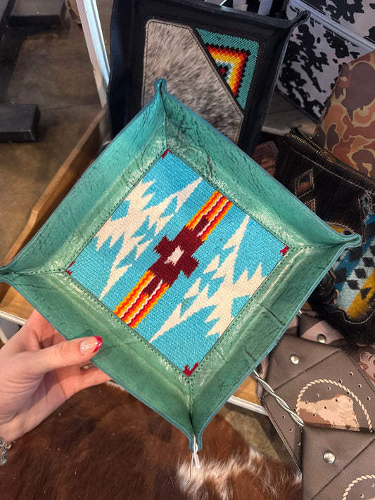 Turquoise Navajo Leather Trey