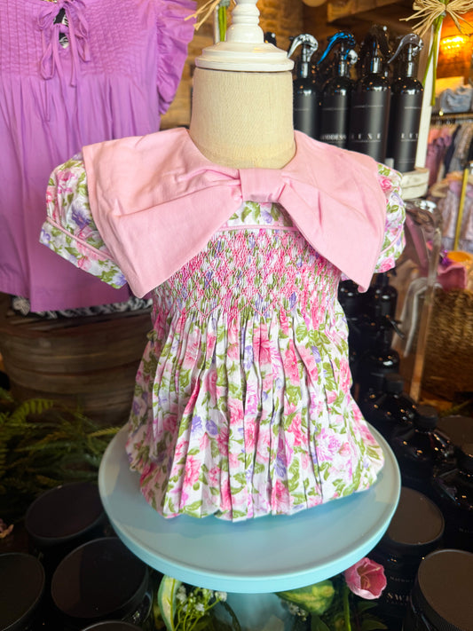 Big Pink Bow Smocked Dress