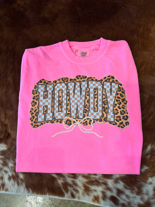 Howdy Leopard Tee Hot Pink