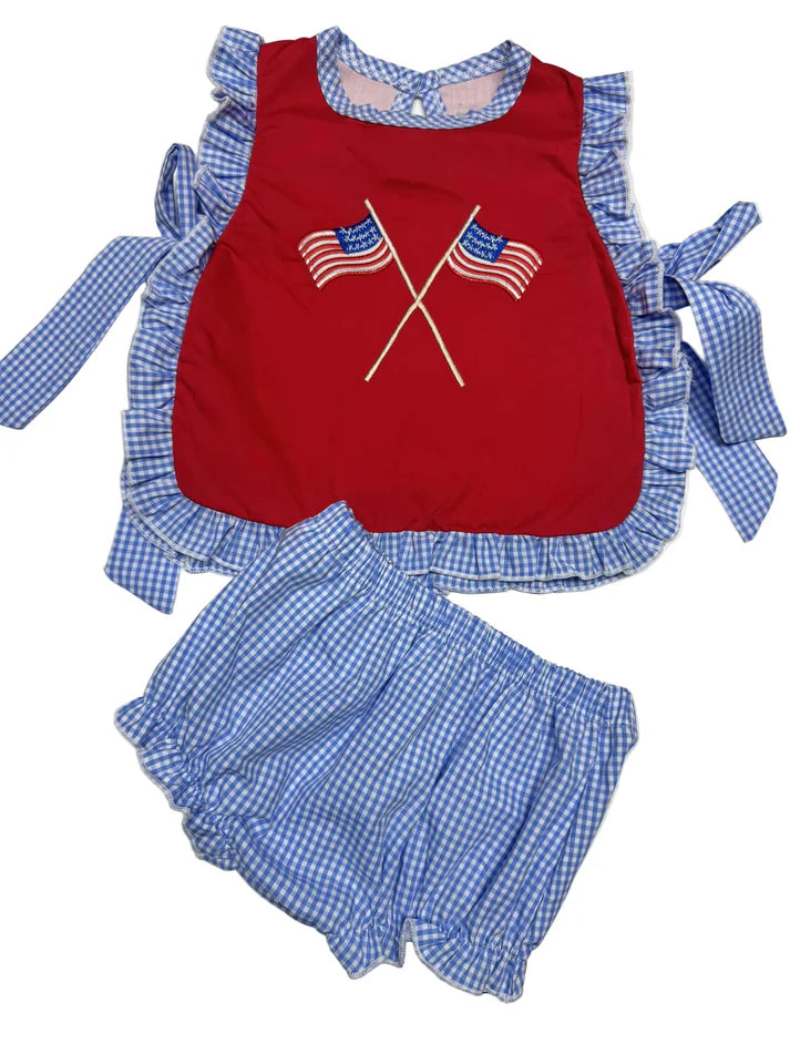 Girls Red White & Blue Diaper Set