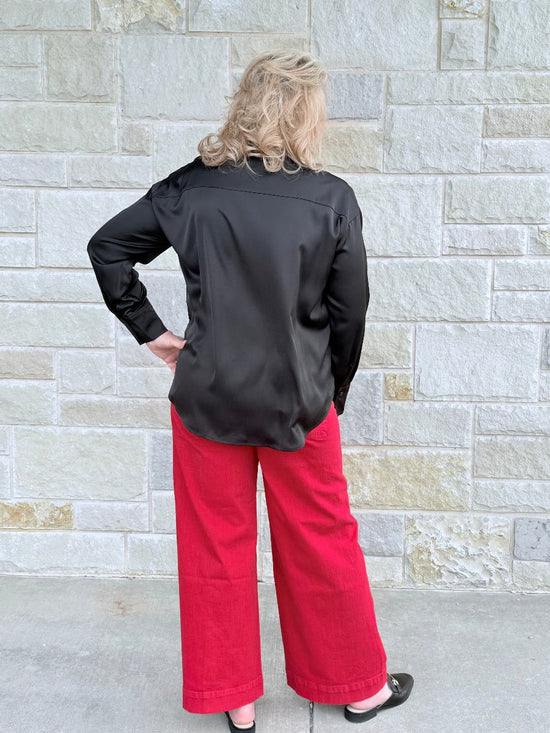 Red Mica High Rise Wide Leg Ankle Jeans
