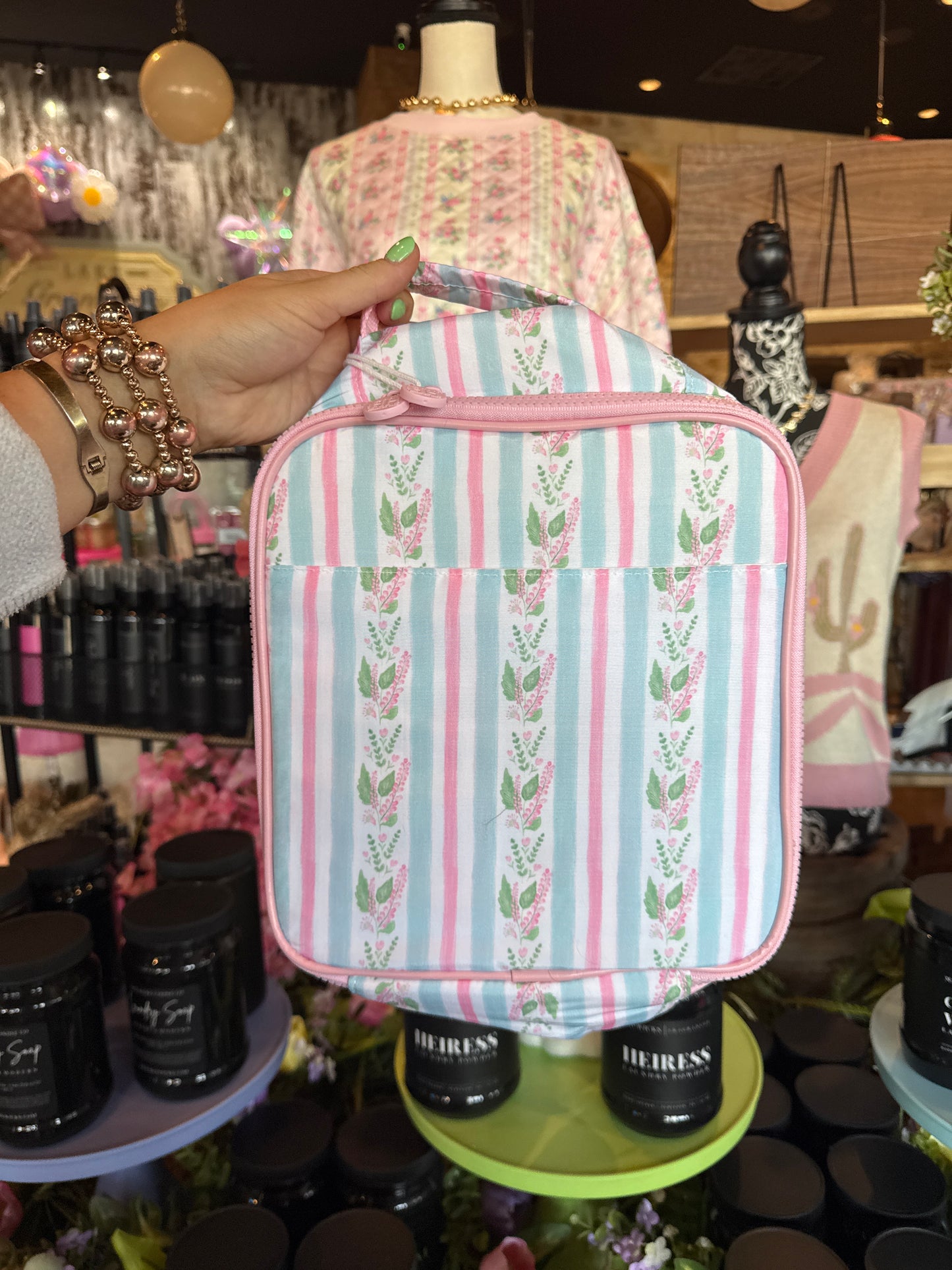 Blue Floral Stripe Lunchbox