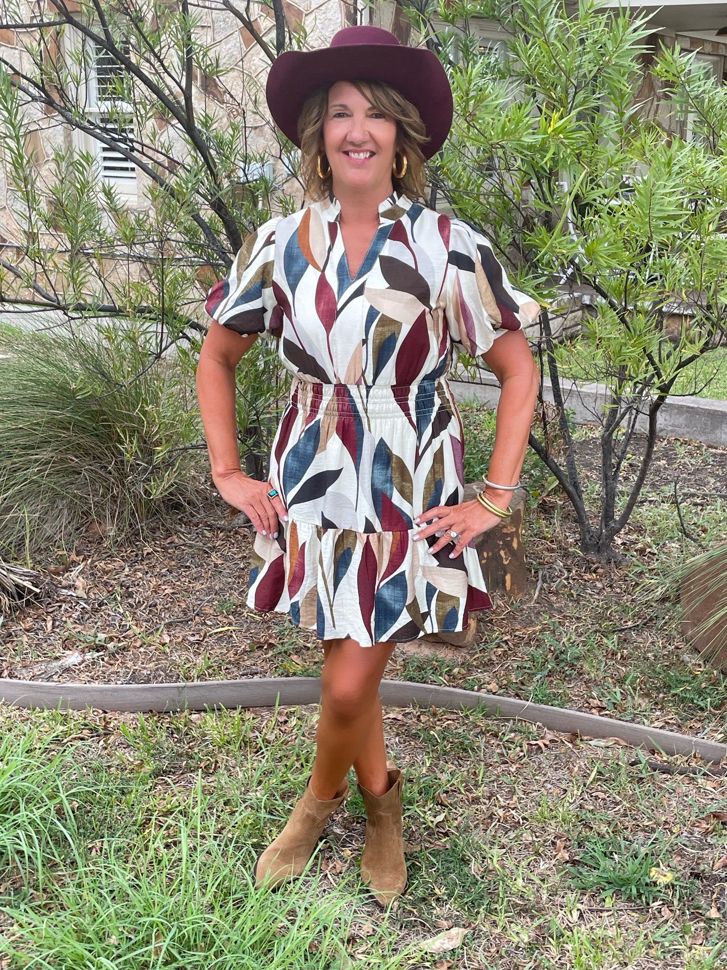 Autumn Print Tiered Dress