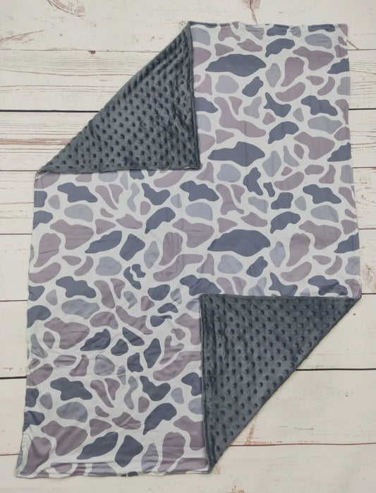 Baby grey camouflage minky blankets