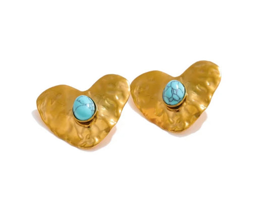 Turquoise Heart Studs