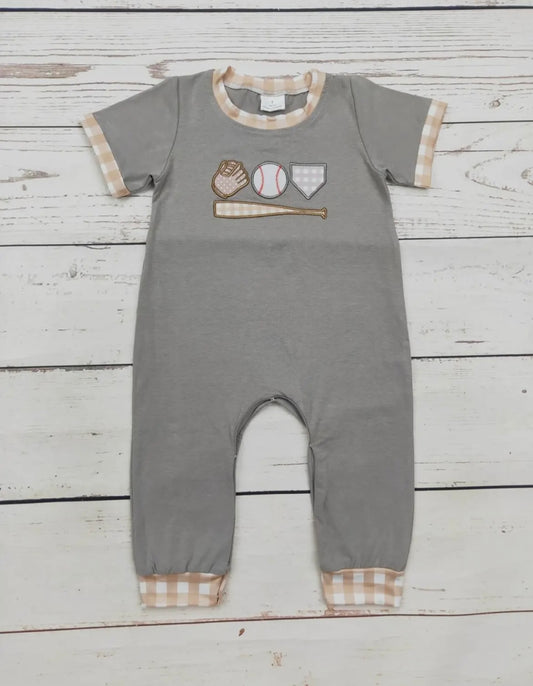 Baby boy baseball appliqué romper