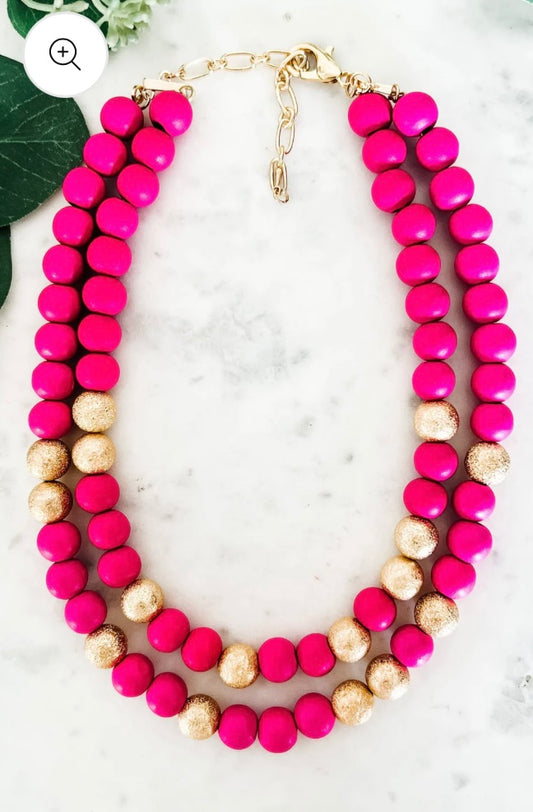 Pink beaded necklace