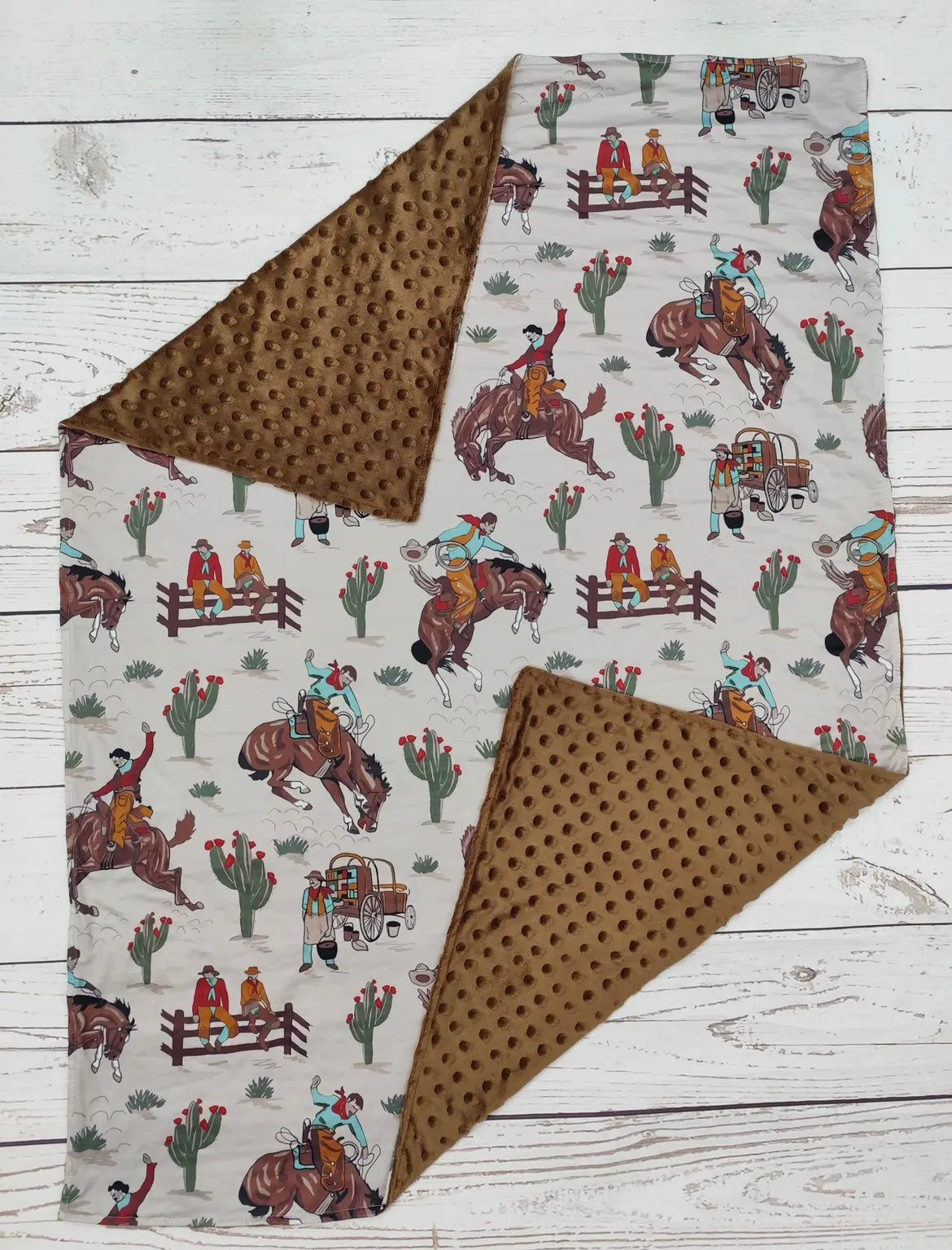 Baby western rodeo minky blanket