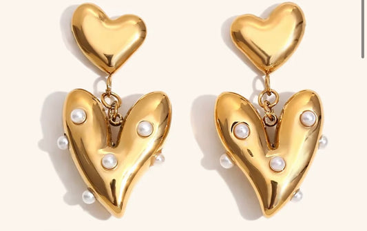 Pearl Heart Earrings