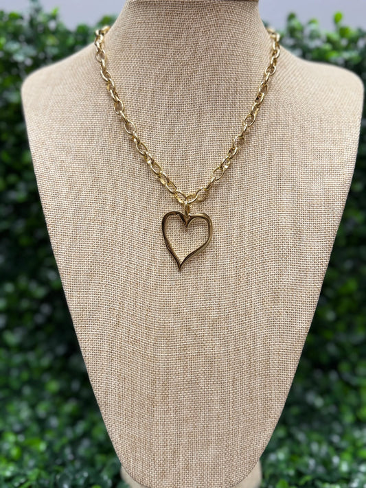 Amara Water-Resistant Gold Heart Link Necklace