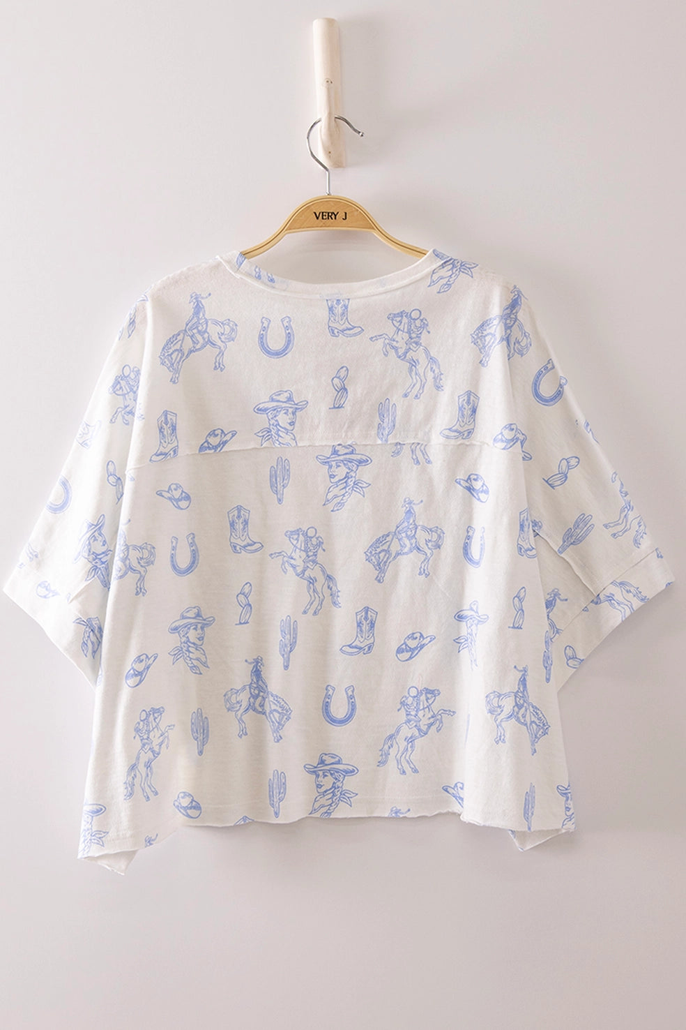 Giddy Up Blue Western Detail Top