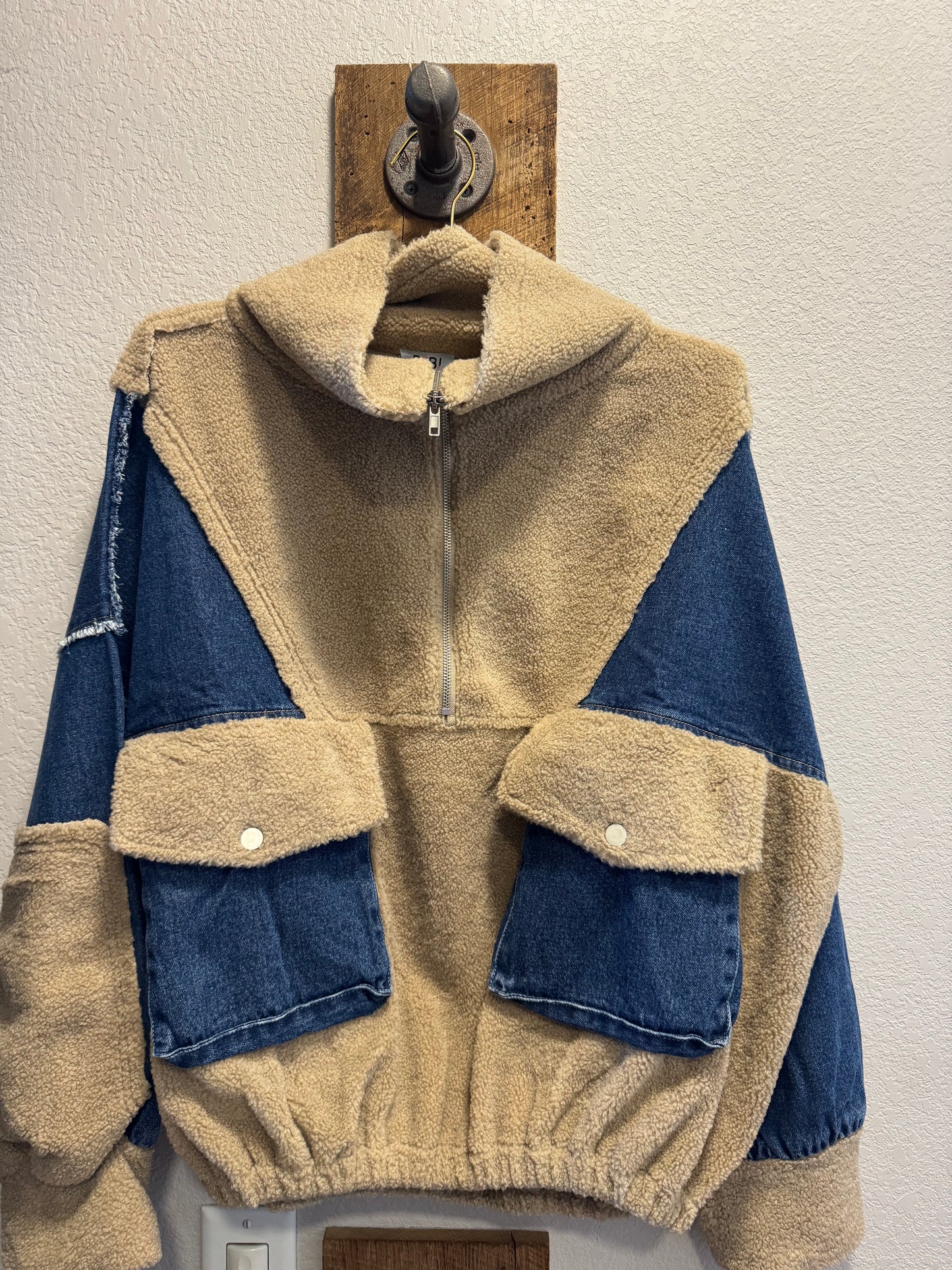 Reagan Fleece Denim Half Zip