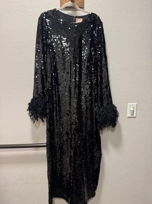 Priscilla Dress Black Sequin Fringe