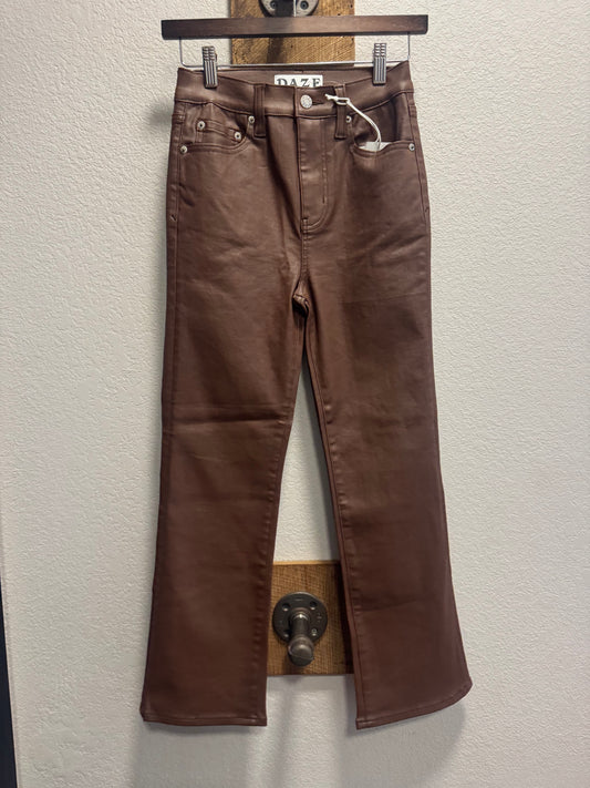 Shy Girl High Rise Crop Flare -Coated Espresso