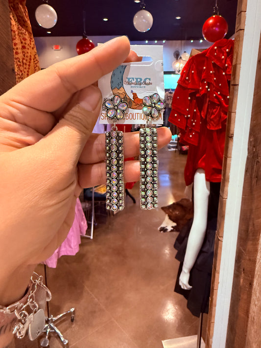 Searching For You Rhinestone & Silver Post Drop Earrings
