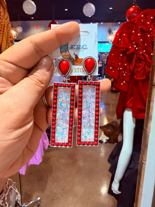 Finding Myself Red & Sequin Post Drop Earrings