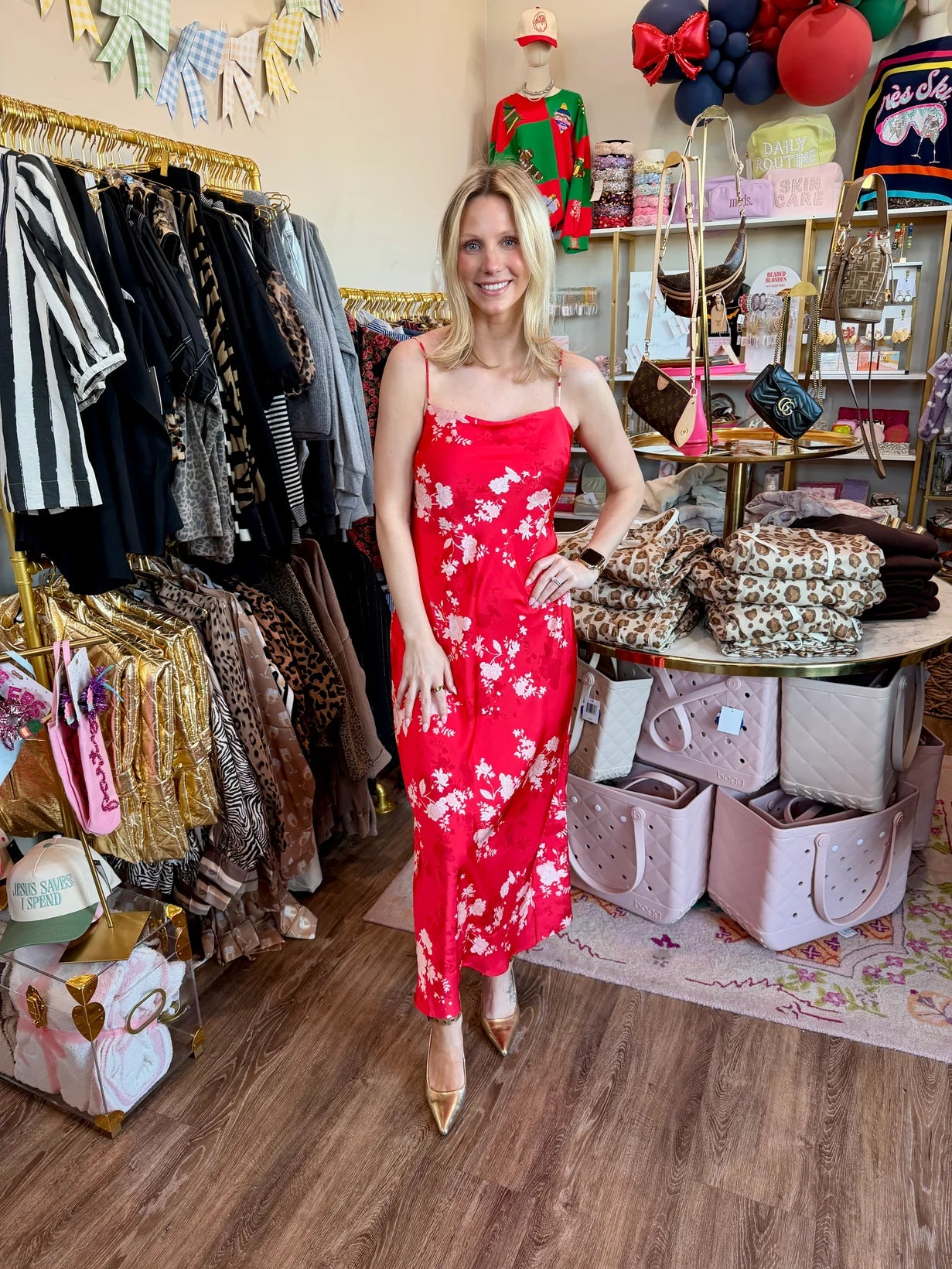 ALYSE DARYA FLORAL MAXI DRESS - KISS ME RED