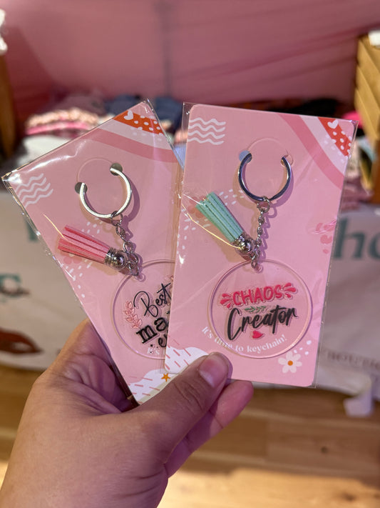 Acrylic Mama Keychain With Tassel